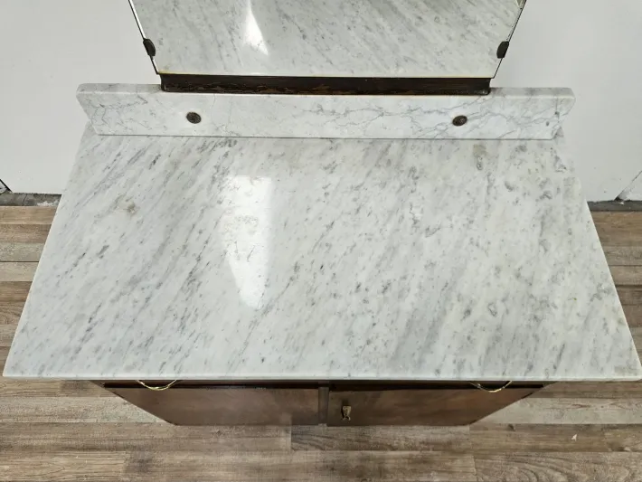 Pamono Art Deco Walnut Storage Unit with White Marble, 1940 Hot