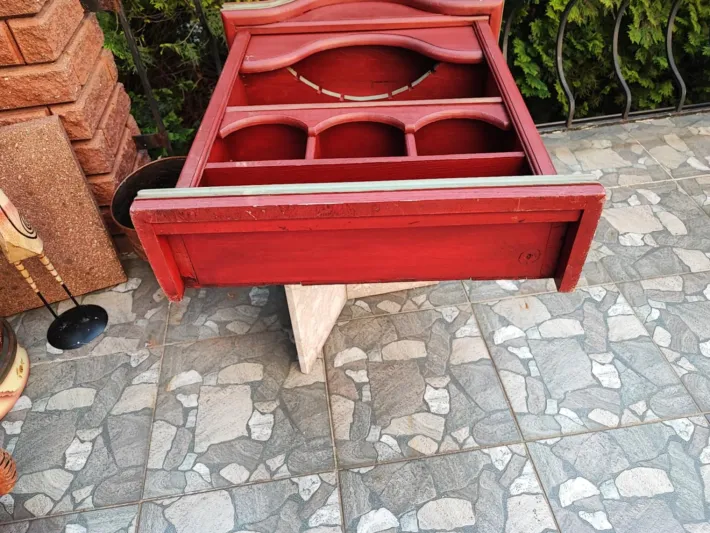 Pamono Art Deco Wooden Cabinet with Painted Floral Sides, 1940s-1950s Best