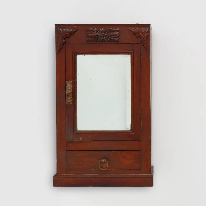 Pamono Art Deco Wooden Shaving Cabinet with Beveled Mirror, France, 1920s Outlet