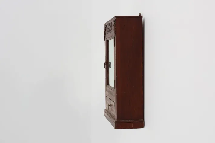 Pamono Art Deco Wooden Shaving Cabinet with Beveled Mirror, France, 1920s Outlet