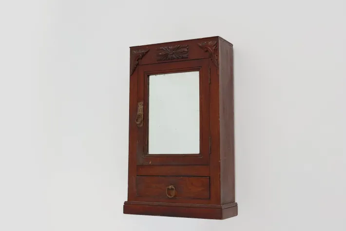 Pamono Art Deco Wooden Shaving Cabinet with Beveled Mirror, France, 1920s Outlet