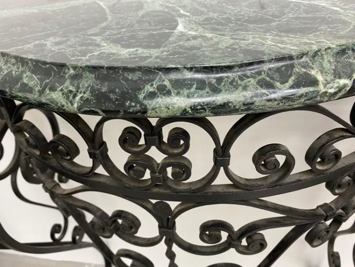 Pamono Art Deco Wrought Iron Console with Alpine Green Marble Best