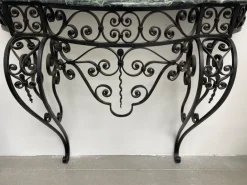 Pamono Art Deco Wrought Iron Console with Alpine Green Marble Best
