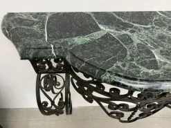 Pamono Art Deco Wrought Iron Console with Alpine Green Marble Best
