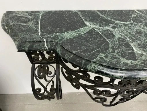 Pamono Art Deco Wrought Iron Console with Alpine Green Marble Best