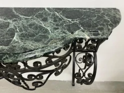 Pamono Art Deco Wrought Iron Console with Alpine Green Marble Best