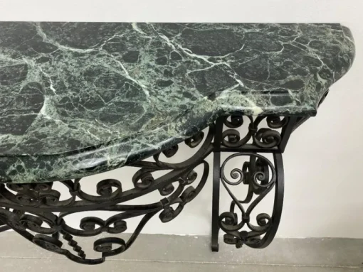 Pamono Art Deco Wrought Iron Console with Alpine Green Marble Best