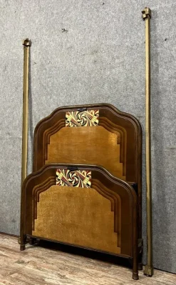 Pamono Art Nouveau Bed with Stylized Decor, 1890s Outlet