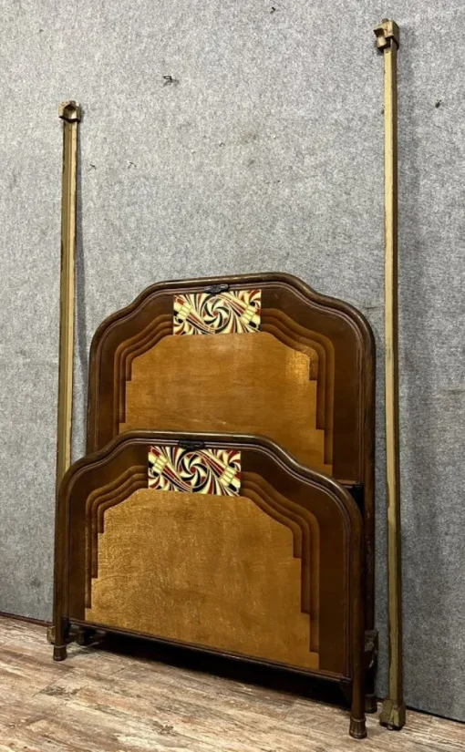Pamono Art Nouveau Bed with Stylized Decor, 1890s Outlet