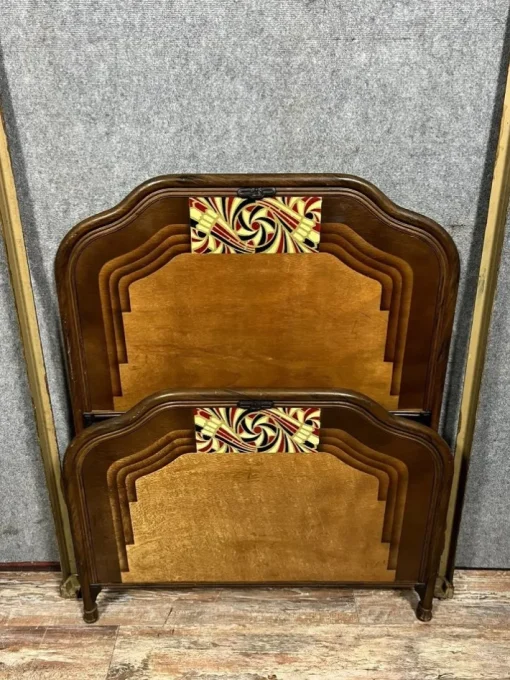 Pamono Art Nouveau Bed with Stylized Decor, 1890s Outlet
