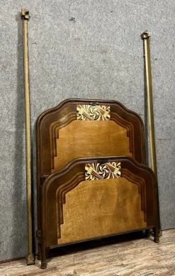 Pamono Art Nouveau Bed with Stylized Decor, 1890s Outlet