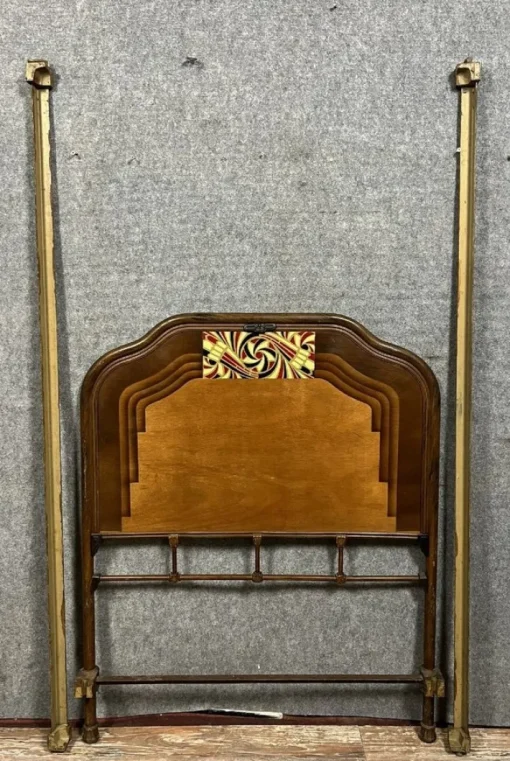 Pamono Art Nouveau Bed with Stylized Decor, 1890s Outlet