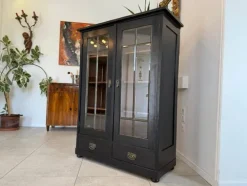 Pamono Art Nouveau Black Display Cabinet Clearance
