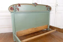 Pamono Art Nouveau Carved and Painted Wooden Bed with Floral Theme, France, 1900s Online
