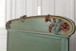 Pamono Art Nouveau Carved and Painted Wooden Bed with Floral Theme, France, 1900s Online