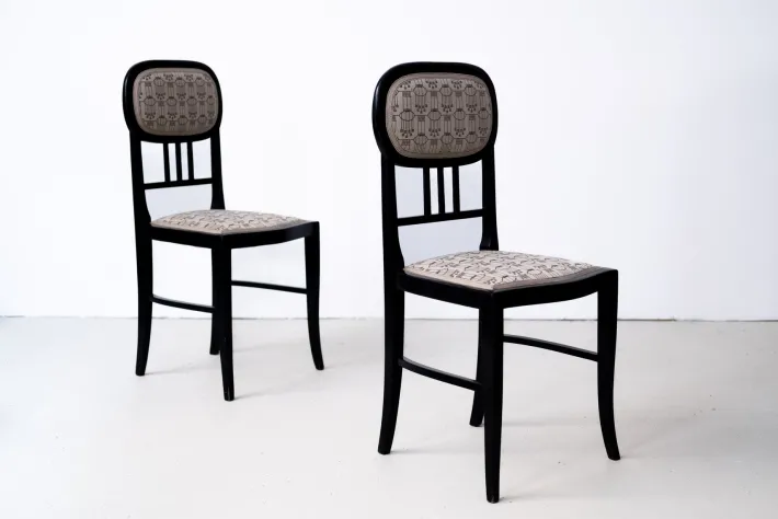 Pamono Art Nouveau Chairs and Table by Josef Hoffmann for Thonet, 1890s, Set of 3