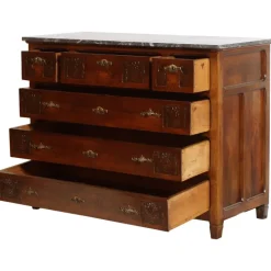 Pamono Art Nouveau Chest of Drawers with Marble Top & Beveled Mirror, 1900s Sale