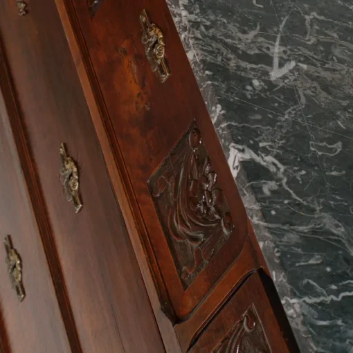 Pamono Art Nouveau Chest of Drawers with Marble Top & Beveled Mirror, 1900s Sale