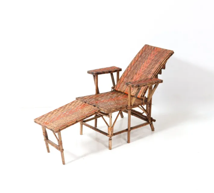 Pamono Art Nouveau Childrens Folding Deck Chair or Lounge Chair in Rattan, 1900s Online