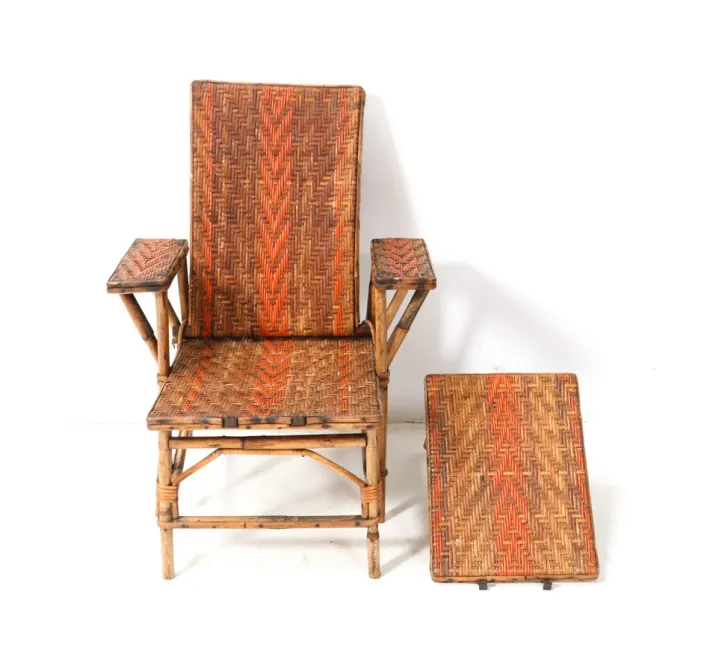Pamono Art Nouveau Childrens Folding Deck Chair or Lounge Chair in Rattan, 1900s Online