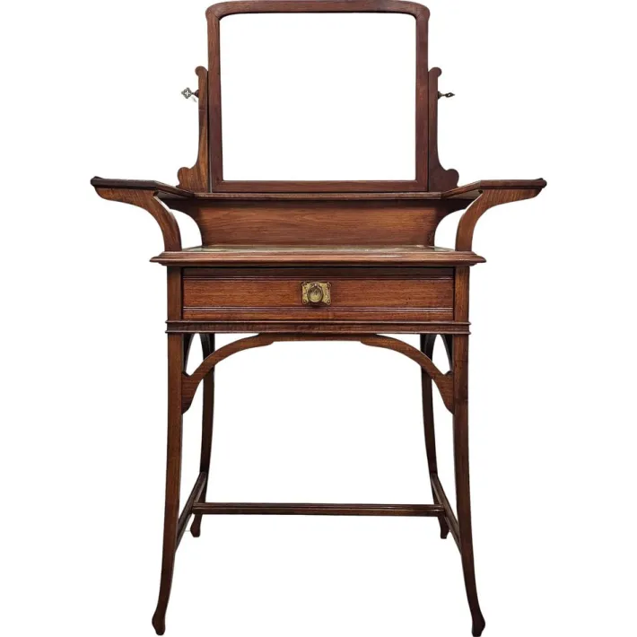 Pamono Art Nouveau Dressing or Vanity Table with Mirror in Walnut, 1890s Hot