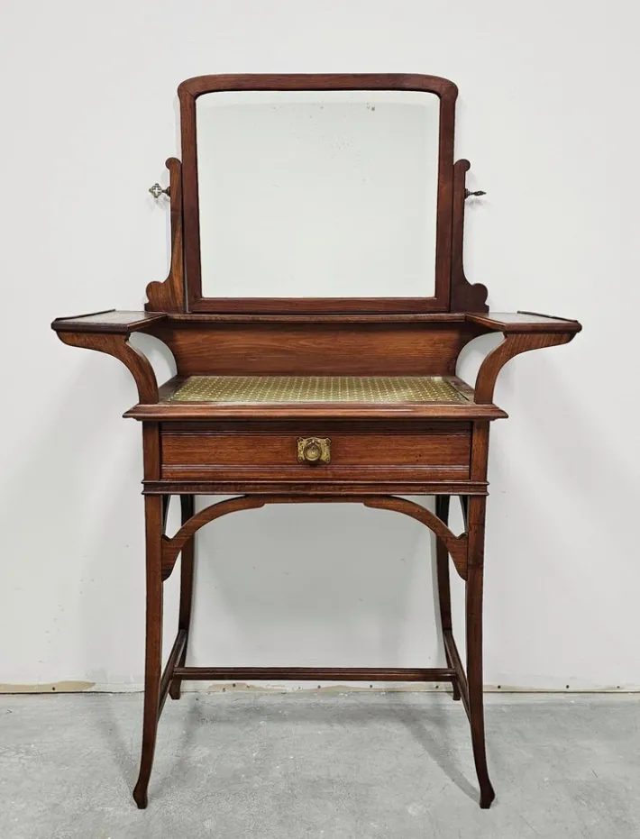 Pamono Art Nouveau Dressing or Vanity Table with Mirror in Walnut, 1890s Hot