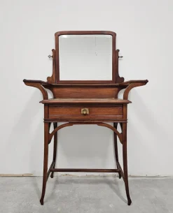 Pamono Art Nouveau Dressing or Vanity Table with Mirror in Walnut, 1890s Hot
