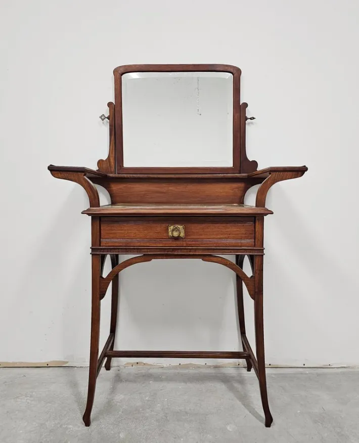 Pamono Art Nouveau Dressing or Vanity Table with Mirror in Walnut, 1890s Hot