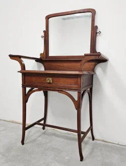 Pamono Art Nouveau Dressing or Vanity Table with Mirror in Walnut, 1890s Hot