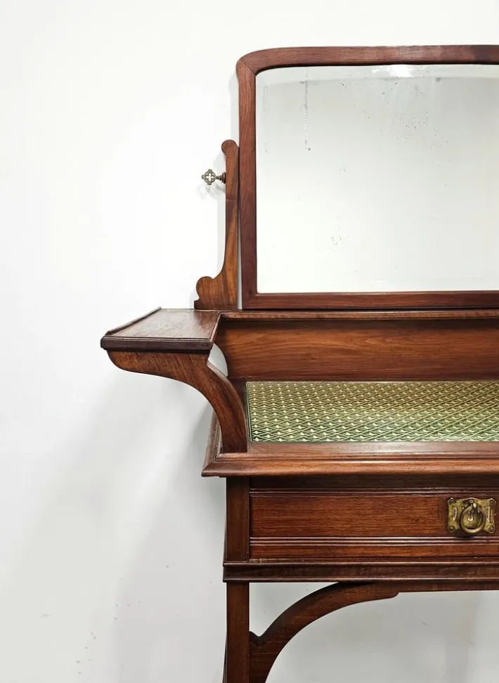 Pamono Art Nouveau Dressing or Vanity Table with Mirror in Walnut, 1890s Hot