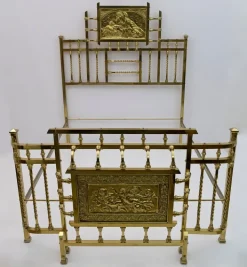 Pamono Art Nouveau Italian Double Bed Brass, 1900s New