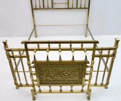 Pamono Art Nouveau Italian Double Bed Brass, 1900s New