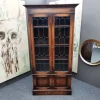Pamono Art Nouveau Oak and Tiffany Glass Display Cabinet, 1910s Discount
