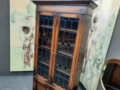 Pamono Art Nouveau Oak and Tiffany Glass Display Cabinet, 1910s Discount