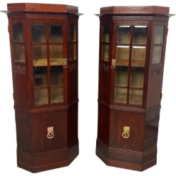 Pamono Art Nouveau Vitrines in the style of Joseph Maria Olbrich, 1890s-1910s, Set of 2 Hot