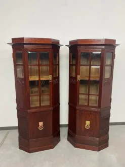 Pamono Art Nouveau Vitrines in the style of Joseph Maria Olbrich, 1890s-1910s, Set of 2 Hot
