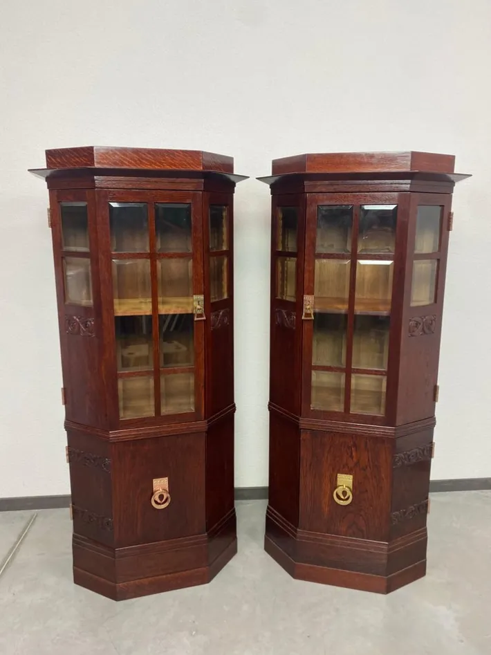 Pamono Art Nouveau Vitrines in the style of Joseph Maria Olbrich, 1890s-1910s, Set of 2 Hot