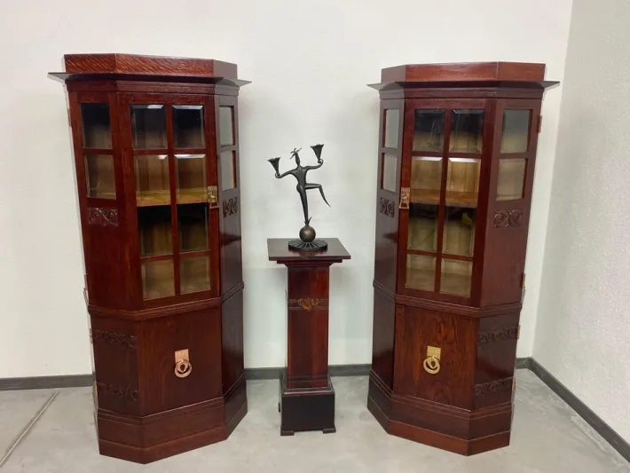 Pamono Art Nouveau Vitrines in the style of Joseph Maria Olbrich, 1890s-1910s, Set of 2 Hot