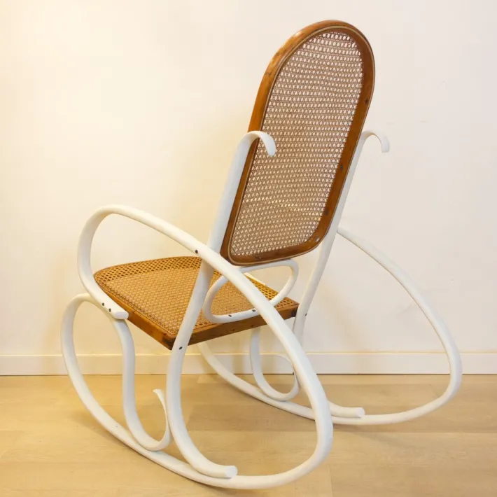 Pamono Art Nouveau Wicker Rocking Chair, Spain, Late 19th Century