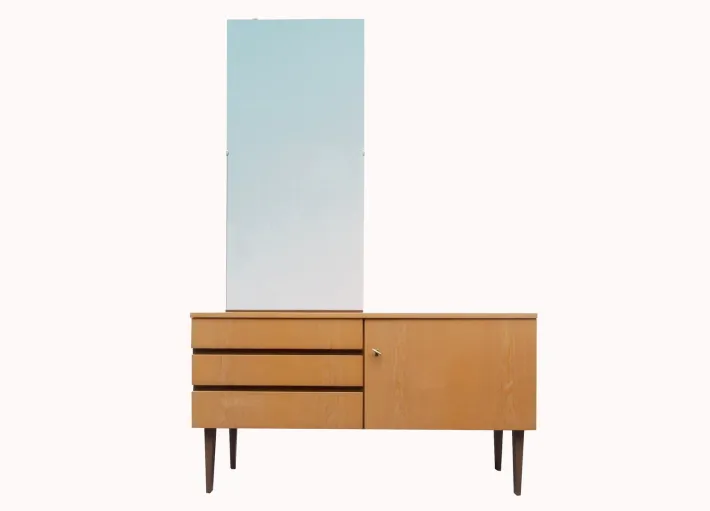 Pamono Ash Dressing Table with Mirror, 1960s