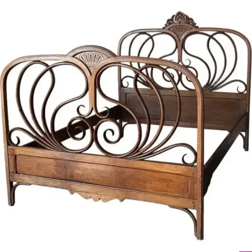 Pamono Austrian Bentwood Queen Bed by Jacob & Josef Kohn, 1900s Hot