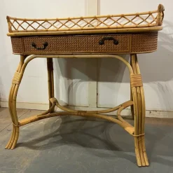 Pamono Bamboo and Cane Oval Dressing Table Sale