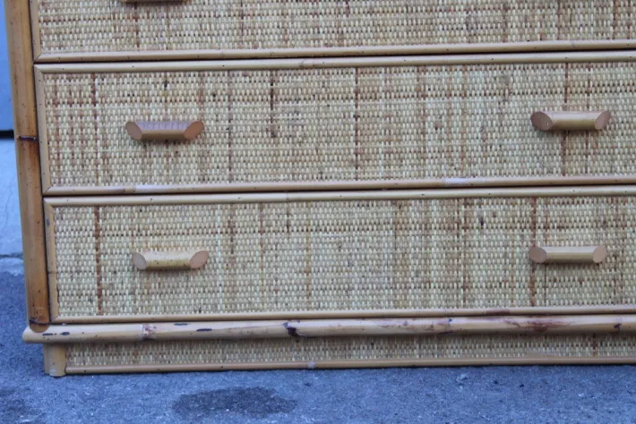 Pamono Bamboo and Rattan Chest of Drawers, Italy, 1950s Best