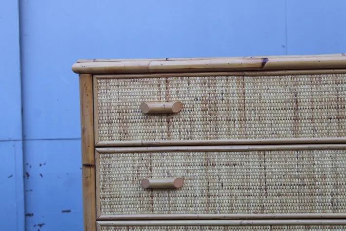Pamono Bamboo and Rattan Chest of Drawers, Italy, 1950s Best