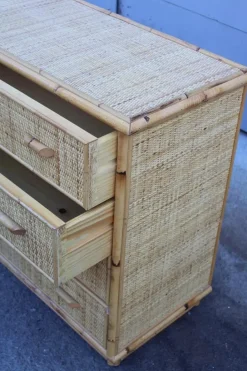 Pamono Bamboo and Rattan Chest of Drawers, Italy, 1950s Best