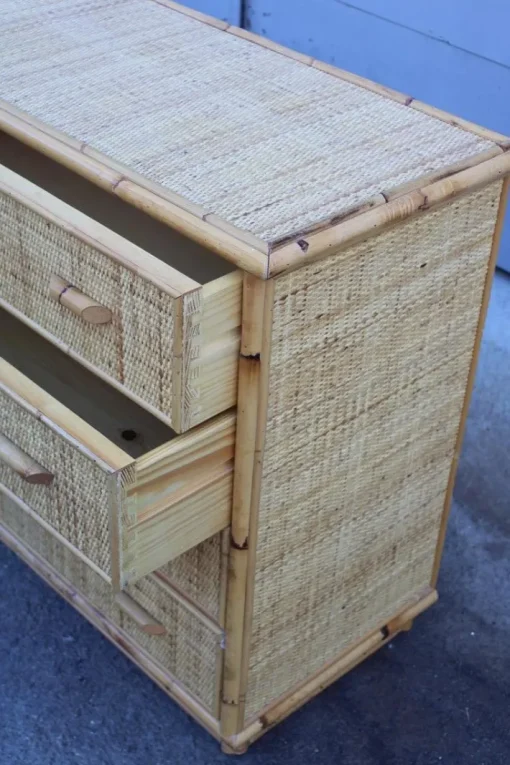Pamono Bamboo and Rattan Chest of Drawers, Italy, 1950s Best
