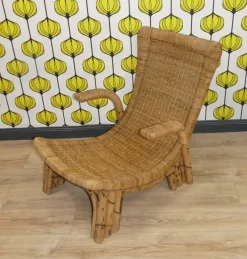 Pamono Bamboo and Rattan Lounge Chair from Arco, 1960s Online