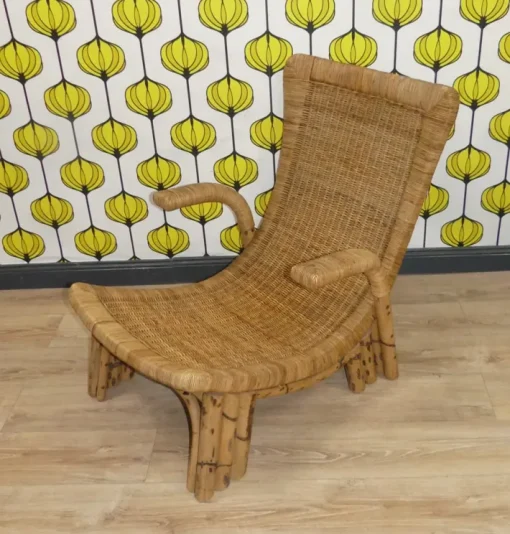 Pamono Bamboo and Rattan Lounge Chair from Arco, 1960s Online