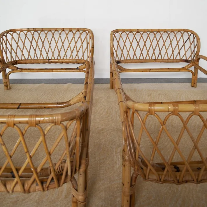 Pamono Bamboo Bed attributed to Franca Helg, 1960s