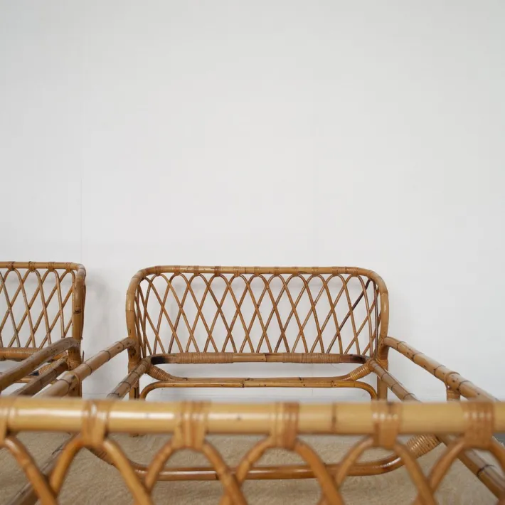 Pamono Bamboo Bed attributed to Franca Helg, 1960s